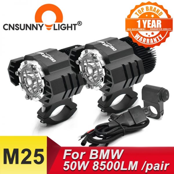 Cnsunnylight motocicleta conduziu a luz de nevoeiro auxiliar conjuntos condução da lâmpada 50 w/par para bmw r1200gs adv f800gs f700gs f650gs k1600