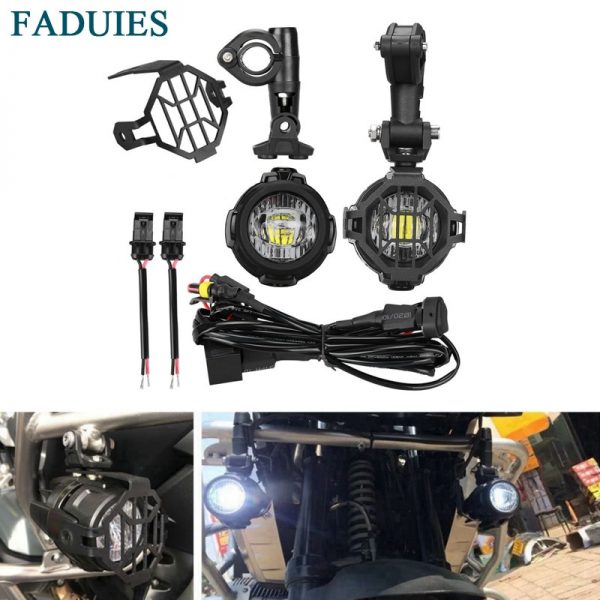 Faduies luz led para motocicleta, lâmpada de condução auxiliar com lâmpadas, inclui fio com relé para bmw r1200g r1200gs adv f800gs