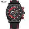 Megir relógios de quartzo masculinos, relógios cronógrafos de pulso luminosos e impermeáveis, relógios de pulso com pulseira de borracha para meninos 2051 g-1n8 - Image 2