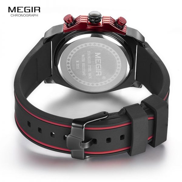 Megir relógios de quartzo masculinos, relógios cronógrafos de pulso luminosos e impermeáveis, relógios de pulso com pulseira de borracha para meninos 2051 g-1n8 - Image 5