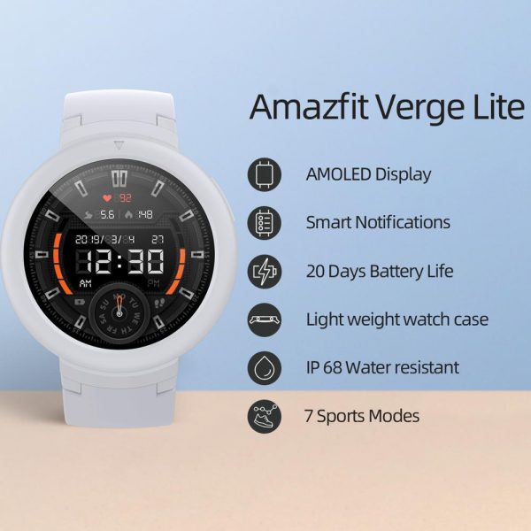 Versão global amazfit verge lite gps relógio inteligente com 1:3 amoled tela de exibição para android ios ip68 relógio de pulso - Image 2