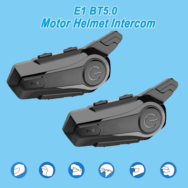 Intercomunicador 2 conjuntos/1 conjunto  bt v5.0 motocicleta fone de ouvido sem fio  handsfree bluetooth walkie capacete talkie