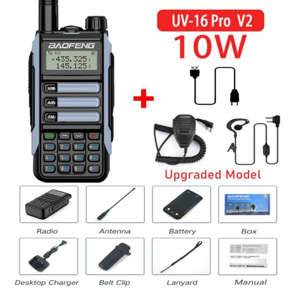 2022 mais novo baofeng UV-16Pro v2 50km cb ham estação de rádio two-way amador vhf poderoso 10watts uv16 walkie-talkie rádios de caça - Image 2