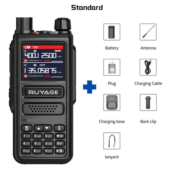 Ruyage uv98 amador presunto rádio em dois sentidos 256ch 10w walkie talkie faixa de ar completa 108-520mhz polícia scanner marinha talkies - Image 2