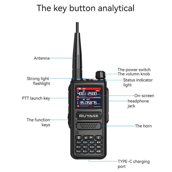 Ruyage uv98 amador presunto rádio em dois sentidos 256ch 10w walkie talkie faixa de ar completa 108-520mhz polícia scanner marinha talkies - Image 3