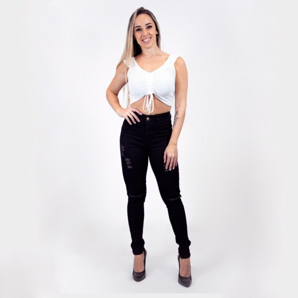 Calça Jeans Feminina Skinny Preta com rasgos /jeans feminino/ roupas feminina - Envio Rápido - Image 2