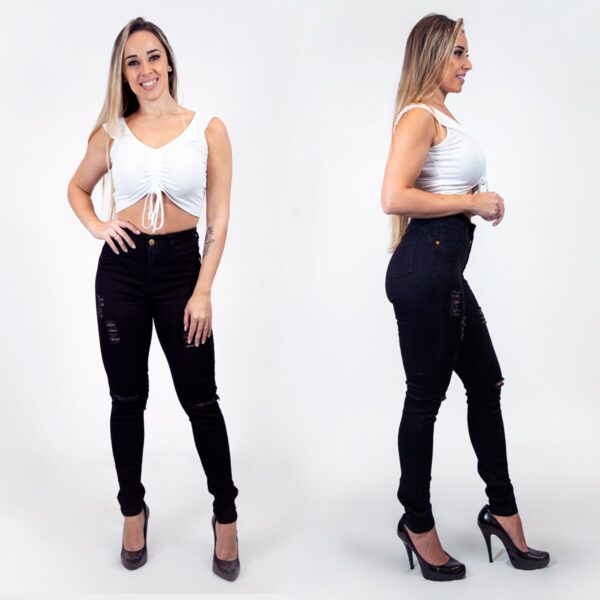 Calça Jeans Feminina Skinny Preta com rasgos /jeans feminino/ roupas feminina - Envio Rápido