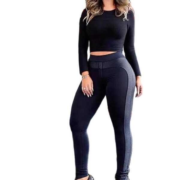 Legging Feminina Montaria Cirre Empina Bumbum Suplex Preto Top De Linha - Image 2