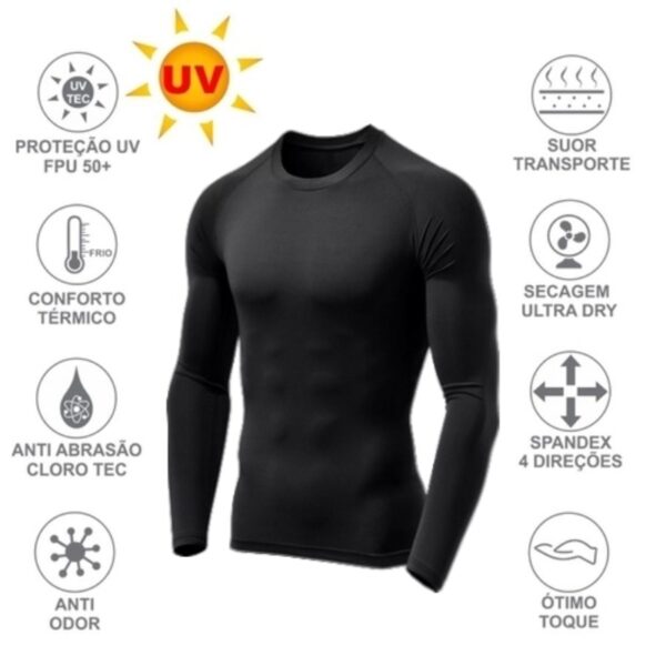 Pacote com 2 Camisetas Proteção Térmica Solar Ciclismo Compressão Segunda Pele Tecido Gelado UV 50 Várias Cores Atacado - Image 5